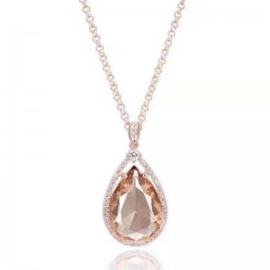 Collier pendentif en argent 925 avec cristaux synthétiques champagnly synthétiques