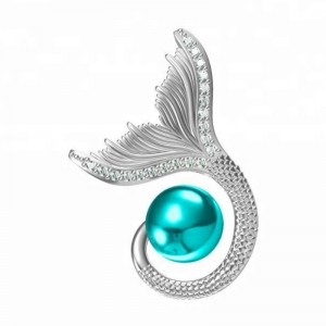 Collier bleu océan avec pendentif pierre de sirène et argent sterling 925